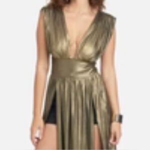 bebe Shimmering Gold Backless Dress